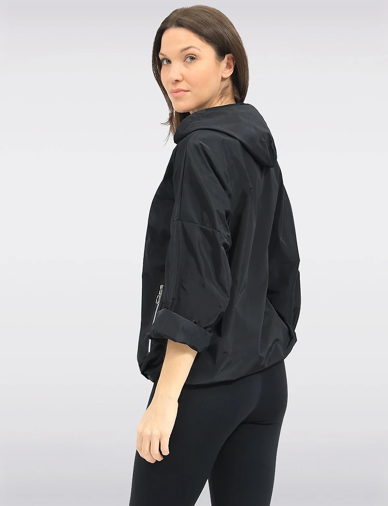 Relaxed Loose Fit Light Hooded Windshell Rain Drawstring Hem Jacket by Froccella