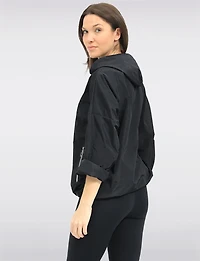 Relaxed Loose Fit Light Hooded Windshell Rain Drawstring Hem Jacket by Froccella