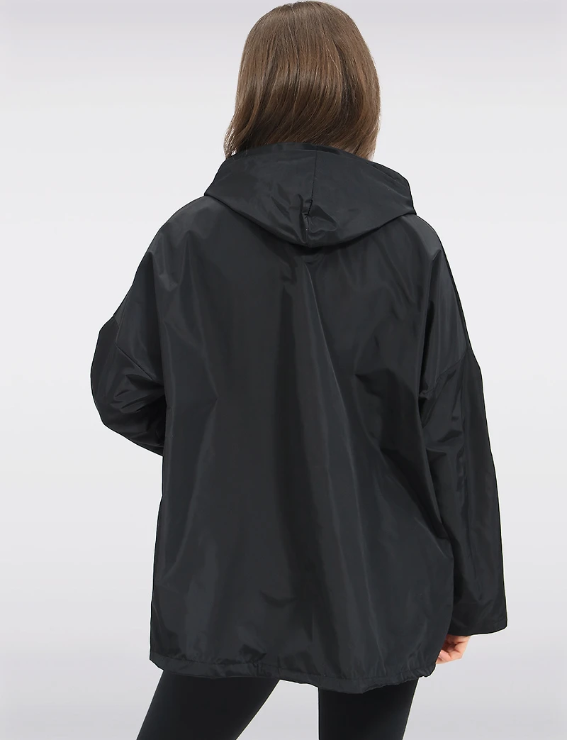 Relaxed Loose Fit Light Hooded Windshell Rain Drawstring Hem Jacket by Froccella