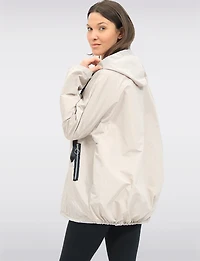 Relaxed Loose Fit Light Hooded Windshell Rain Drawstring Hem Jacket by Froccella