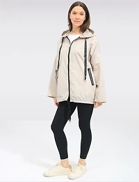 Relaxed Loose Fit Light Hooded Windshell Rain Drawstring Hem Jacket by Froccella