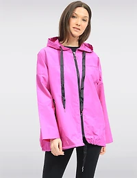 Relaxed Loose Fit Light Hooded Windshell Rain Drawstring Hem Jacket by Froccella