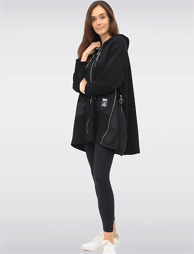 Versatile Oversized Zip Hoodie with Adjustable Stretch Side Panels by Froccella