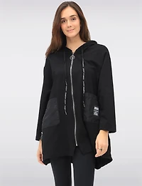 Versatile Oversized Zip Hoodie with Adjustable Stretch Side Panels by Froccella
