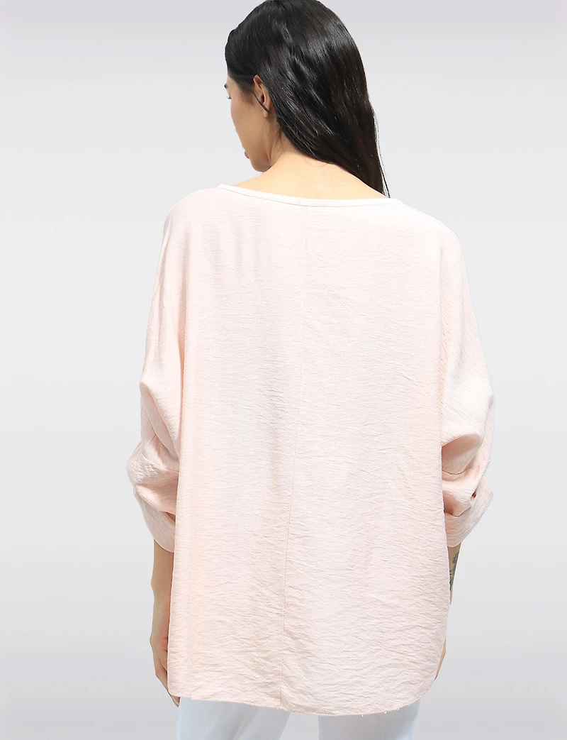 Flowy Top with Silver Foil Heart Design & Adjustable 3/4 Sleeves by Froccella