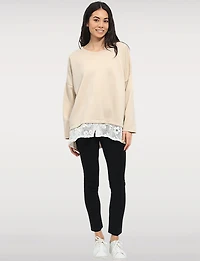 Soft High Low Tunic Relaxed Fit with White Crochet Lace Hem by Froccella