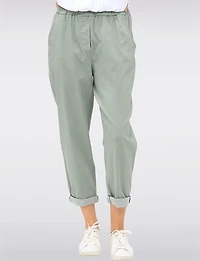 Casual 4-Pocket Relaxed-Fit Stretch Pants with Elastic Waistband by Froccella