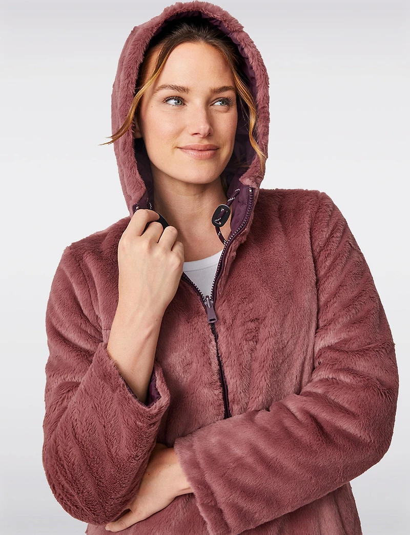 Reversible Faux Fur Quilted Coat - Cozy Two-in-One Design by Free Country