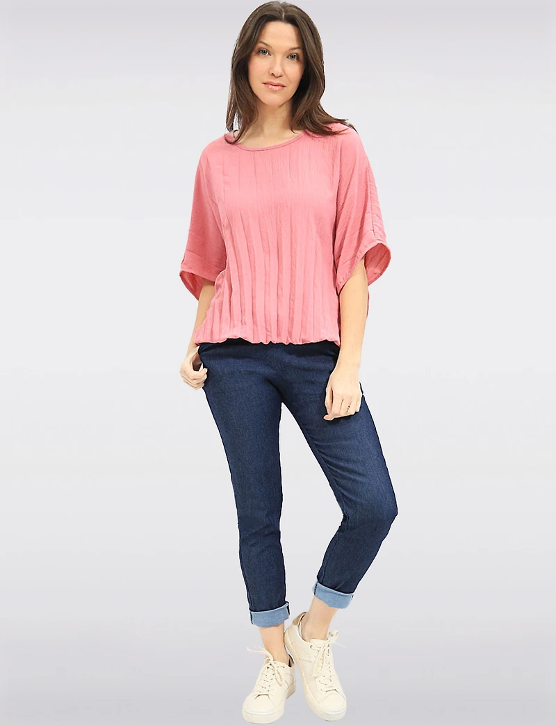 Slim-Fit Cotton Stretch Denim Pull-On Pants Belt by Froccella