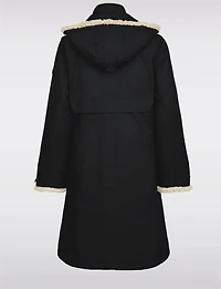 Chic Straight Cut Water Resistant Sherpa Trim Detachable Hood Coat by Frandsen