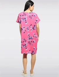 Floral Print Cotton Short Sleeve Knee-Length Dress with Pockets by Froccella