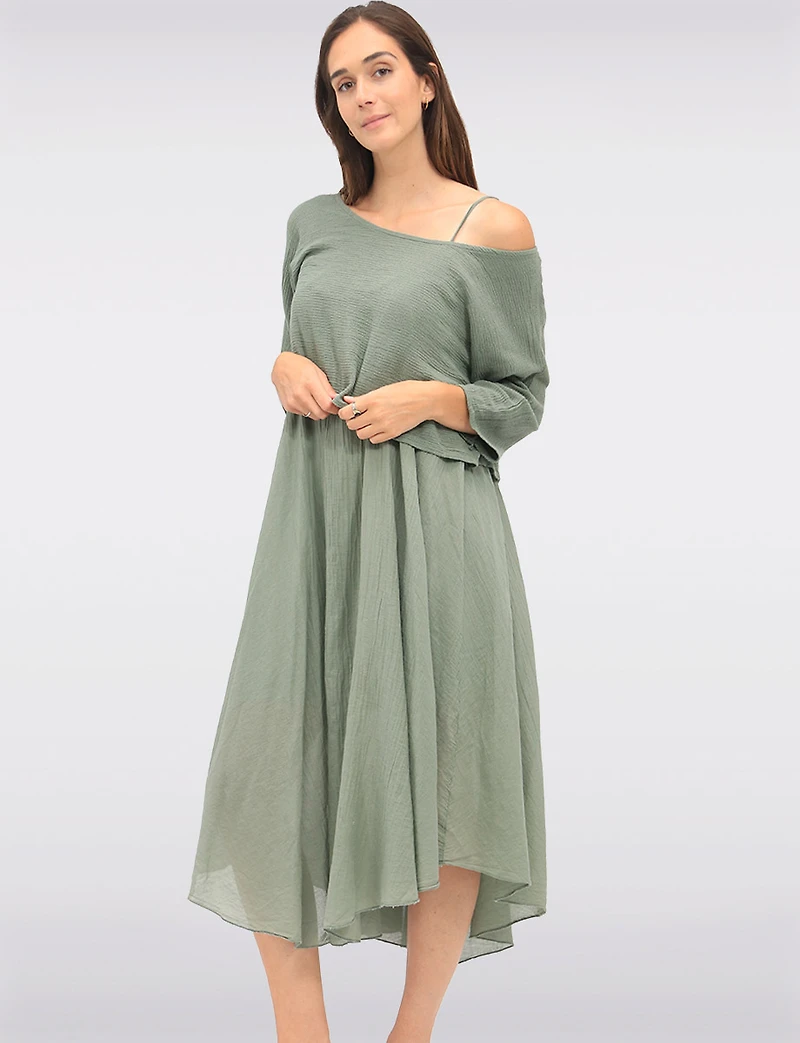 Versatile Two-Piece Cotton Lined Dress Set with Rounded Hemline by Froccella