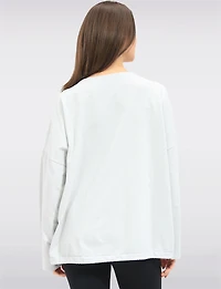 Long-Sleeve Butterfly Embroidered Top with Sequins & Drawstring Hem by Froccella
