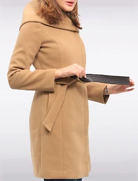 Vegan Oversized Hooded Trench Coat with Elegant Wrap Collar by Cole Haan