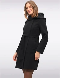 Vegan Oversized Hooded Trench Coat with Elegant Wrap Collar by Cole Haan