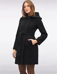 Vegan Oversized Hooded Trench Coat with Elegant Wrap Collar by Cole Haan
