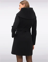 Vegan Oversized Hooded Trench Coat with Elegant Wrap Collar by Cole Haan