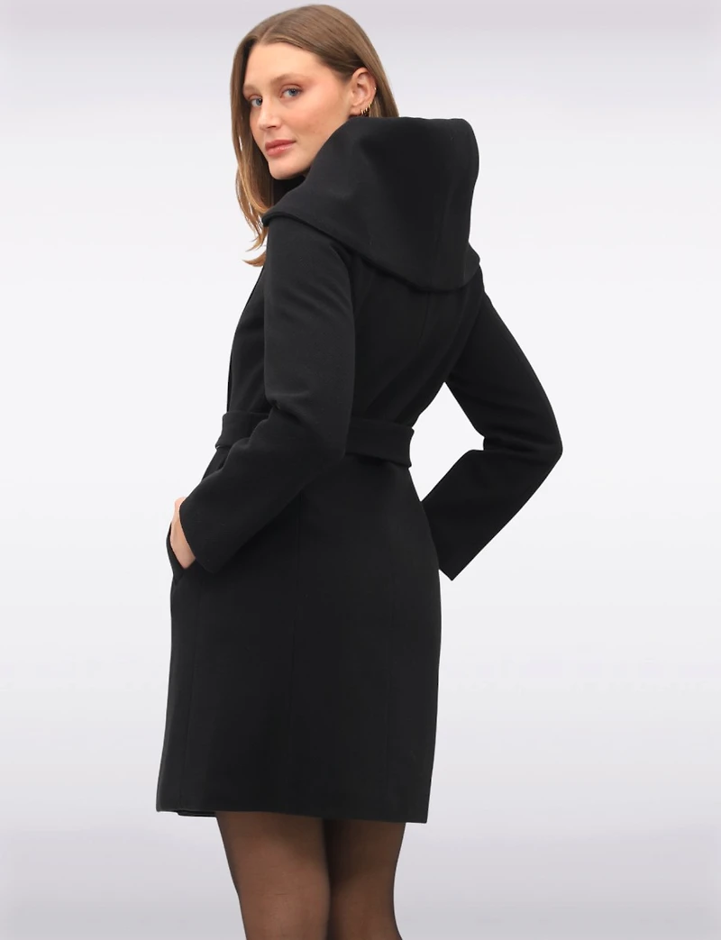 Vegan Oversized Hooded Trench Coat with Elegant Wrap Collar by Cole Haan