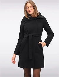 Vegan Oversized Hooded Trench Coat with Elegant Wrap Collar by Cole Haan