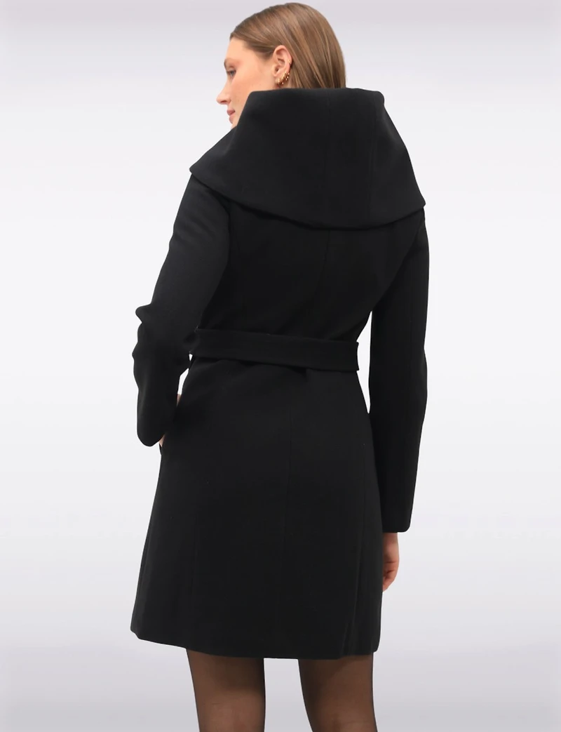 Vegan Oversized Hooded Trench Coat with Elegant Wrap Collar by Cole Haan