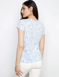 Printed Organic Cotton Short-Sleeve Relaxed T-Shirt with Side Slits by Charlie B
