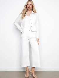 Casual Linen Blend Jacket with Frayed Hem & Embroidered Details by Charlie B