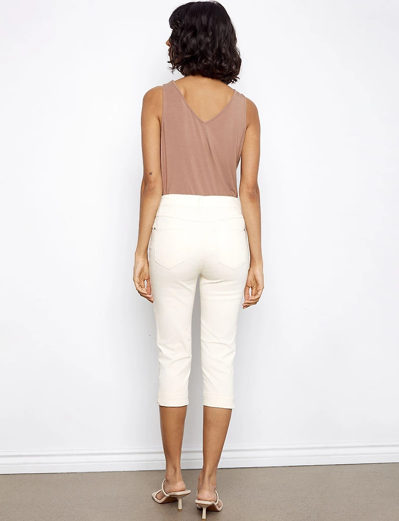 Slim Fit Knee High Capri - Stretch Twill Five-Pocket Design by Charlie B