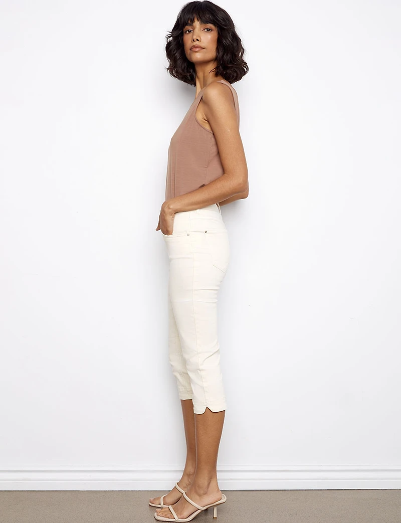 Slim Fit Knee High Capri - Stretch Twill Five-Pocket Design by Charlie B