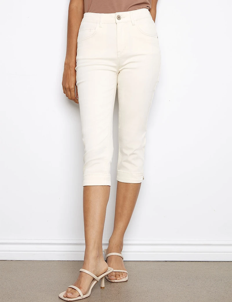 Slim Fit Knee High Capri - Stretch Twill Five-Pocket Design by Charlie B