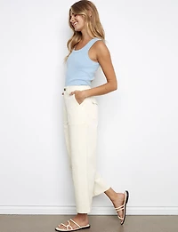 Cropped Straight Fit Stretch Twill Pants with Utility Pockets by Charlie B