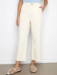 Cropped Straight Fit Stretch Twill Pants with Utility Pockets by Charlie B
