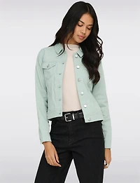 Classic Pastel Denim Jean Jacket | Lightweight 100% Cotton Slim Crop Fit by Only