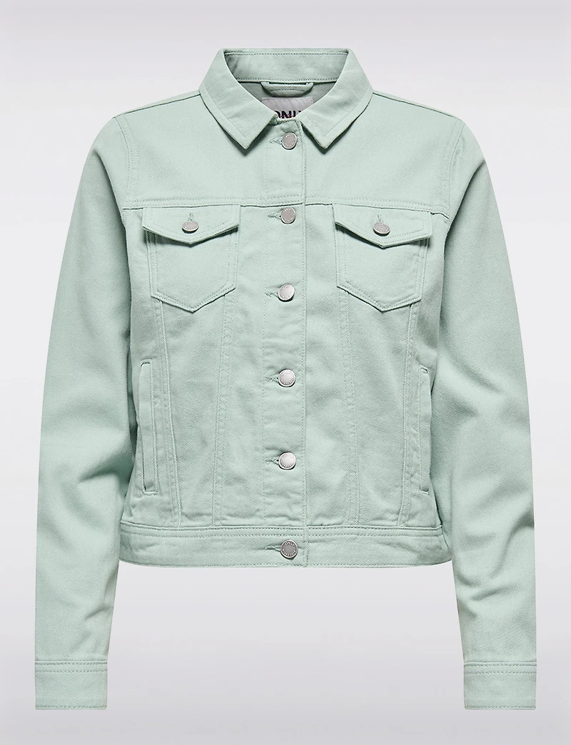 Classic Pastel Denim Jean Jacket | Lightweight 100% Cotton Slim Crop Fit by Only