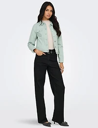 Classic Pastel Denim Jean Jacket | Lightweight 100% Cotton Slim Crop Fit by Only