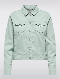 Classic Pastel Denim Jean Jacket | Lightweight 100% Cotton Slim Crop Fit by Only