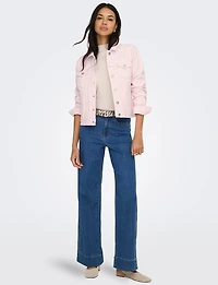 Classic Pastel Denim Jean Jacket | Lightweight 100% Cotton Slim Crop Fit by Only