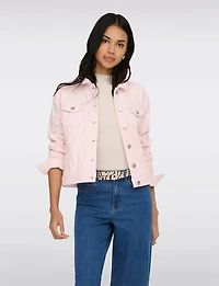 Classic Pastel Denim Jean Jacket | Lightweight 100% Cotton Slim Crop Fit by Only