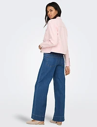 Classic Pastel Denim Jean Jacket | Lightweight 100% Cotton Slim Crop Fit by Only