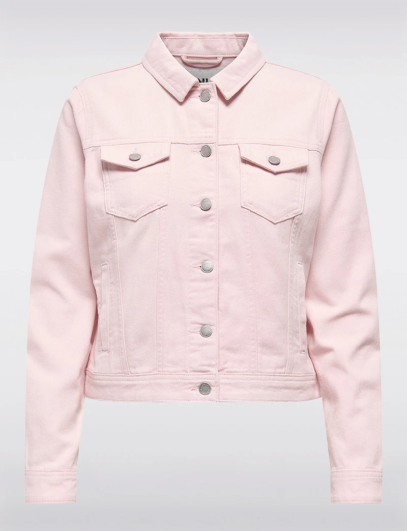 Classic Pastel Denim Jean Jacket | Lightweight 100% Cotton Slim Crop Fit by Only
