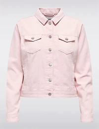 Classic Pastel Denim Jean Jacket | Lightweight 100% Cotton Slim Crop Fit by Only