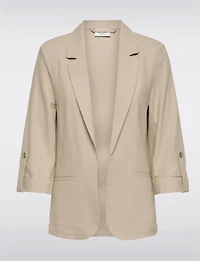 Lightweight Linen Blend Open-Drape Blazer for Women – 3/4 Cuffed Sleeves by Only