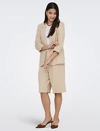 Lightweight Linen Blend Open-Drape Blazer for Women – 3/4 Cuffed Sleeves by Only