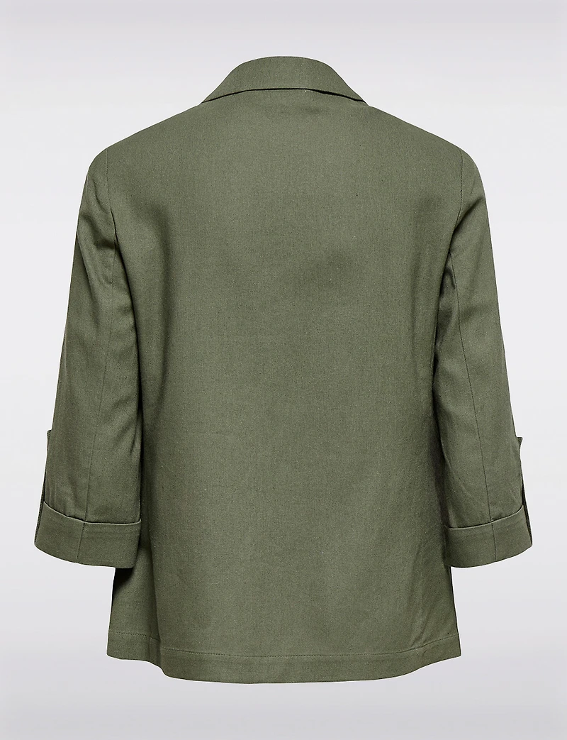 Lightweight Linen Blend Open-Drape Blazer for Women – 3/4 Cuffed Sleeves by Only