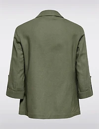 Lightweight Linen Blend Open-Drape Blazer for Women – 3/4 Cuffed Sleeves by Only