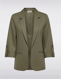 Lightweight Linen Blend Open-Drape Blazer for Women – 3/4 Cuffed Sleeves by Only