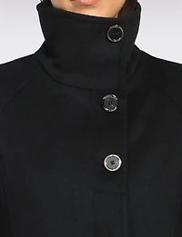 Mid-length A-line High-Collar Single BreastedWool Blend Coat by Kenneth Cole