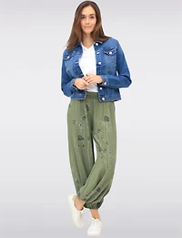 Flowy Ruched Waistband Elastic Hem Floral Print Balloon Pants by Froccella