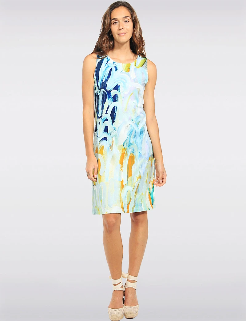 Lightweight Printed Sleeveless A-Line Knee-Length Dress by Claire Desjardins