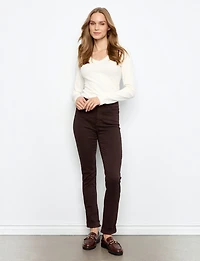 High-Rise Slim-Fit Cuffed Ankle Twill Pants by Charlie B