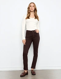 High-Rise Slim-Fit Cuffed Ankle Twill Pants by Charlie B